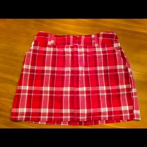St. Johns Bay Flannel Red,White Petite Skirt 6P